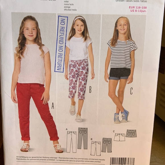GIRLS PANTS, BURDA Sewing Pattern Size 6 - 13 - Picture 2 of 6